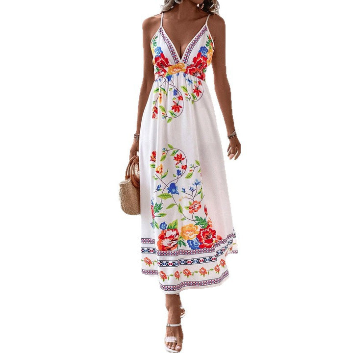 Dame Floral Broderet Maxikjole Stilla