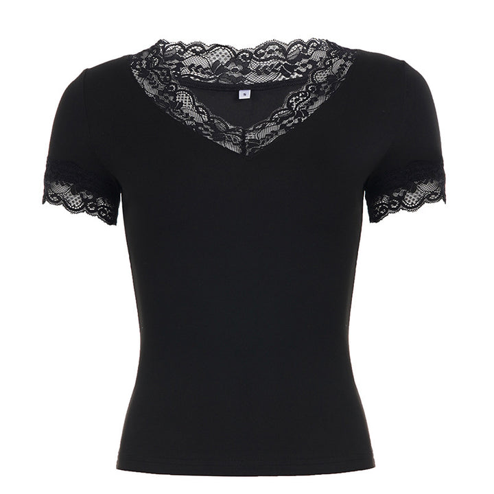 Dame Elegant Spids-T-shirt med V-hals og Kortærmet Skovae