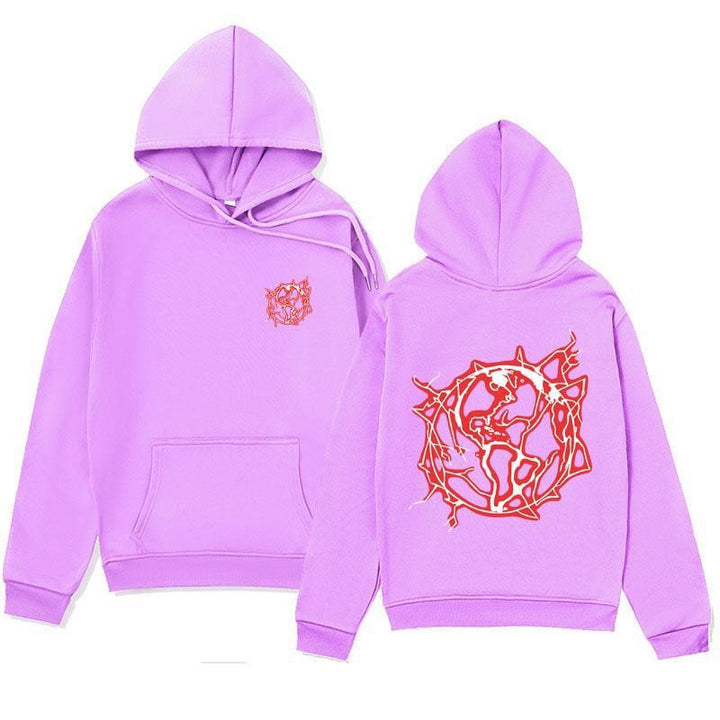 Kvinders hoodie sweatshirt med kunstnerisk grafisk print og praktisk kængurulomme Skovae