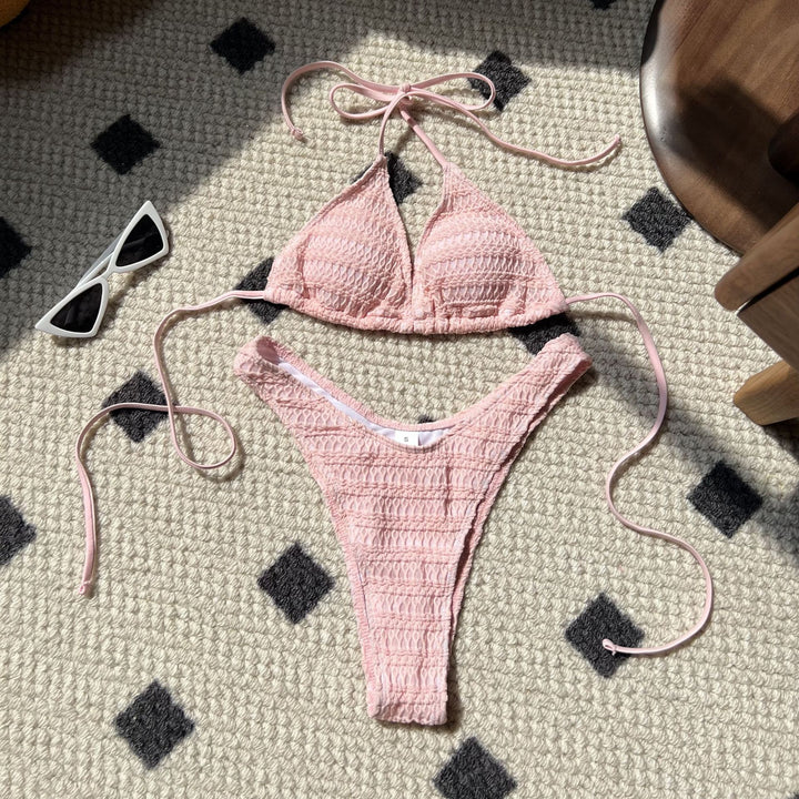 Dame Bikini-sæt med fint ribmønster og justerbare stropper Stilla