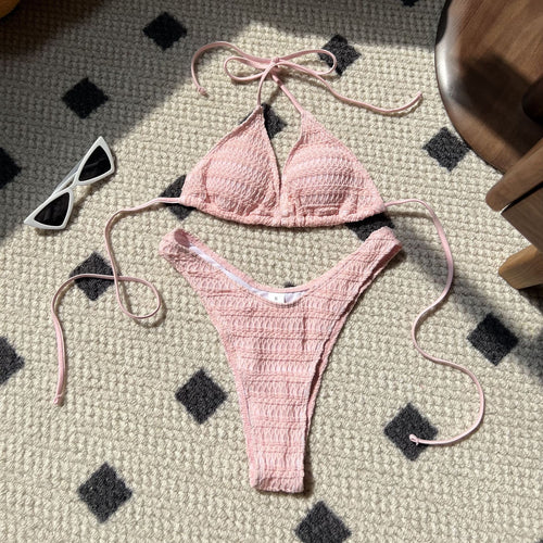 Dame Bikini-sæt med fint ribmønster og justerbare stropper Stilla