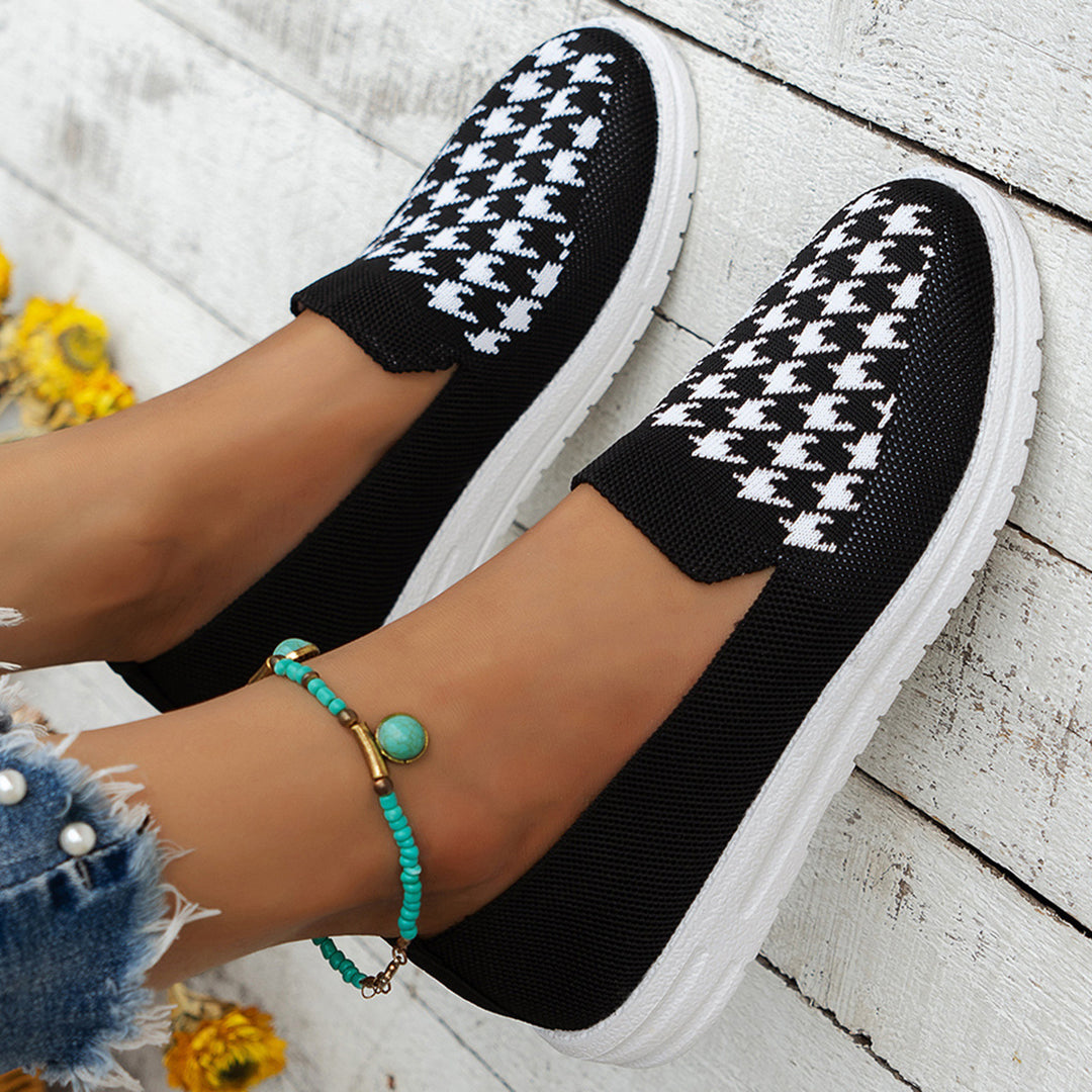 Damer Åndbare Slip-On Sneakers med modigt Hahnentrittmønster Stilla