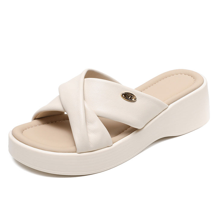 Femme Cross-Strap Platform Rutsjebåndsandaler Stilla