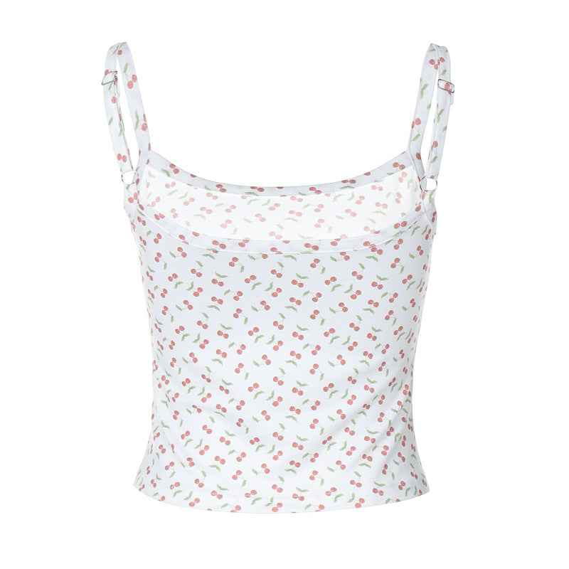Dame skåret t-shirt i frugtagtig design Stilla