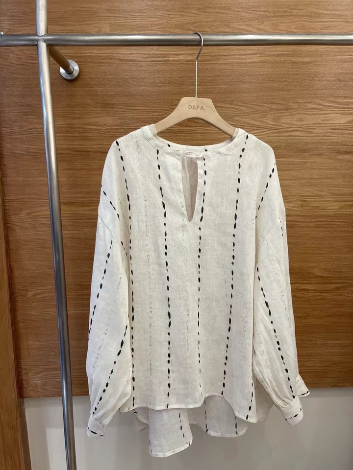 Femme Relaxed Fit Placket Detalje Skjorte Stilla