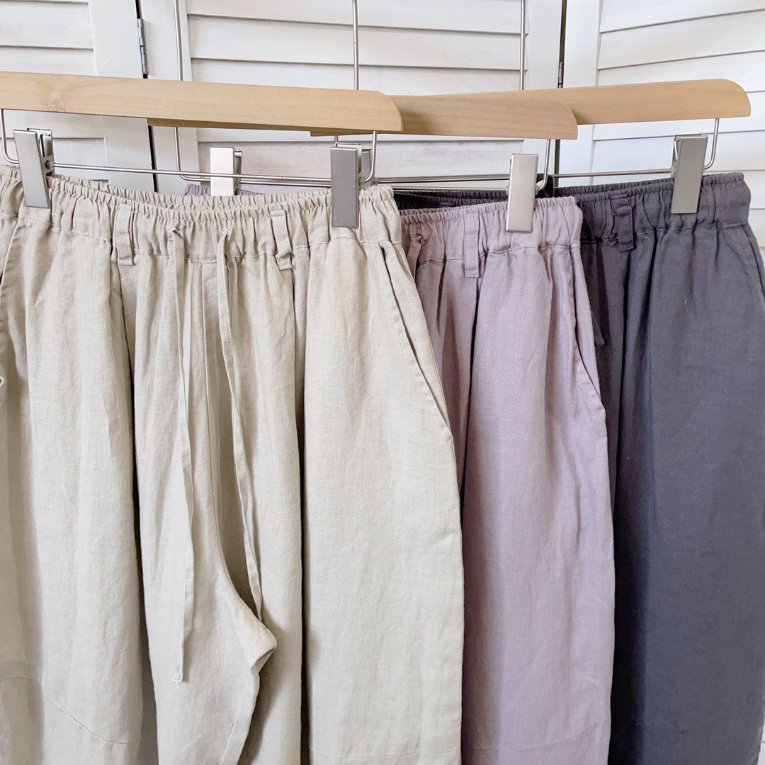 Femme Let Elastisk Talje Linnedbukser Stilla