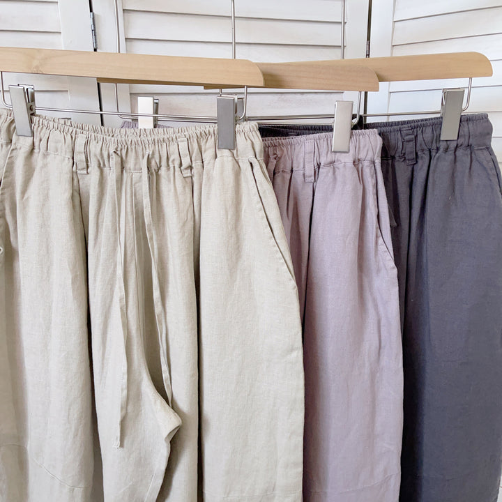 Femme Let Elastisk Talje Linnedbukser Stilla