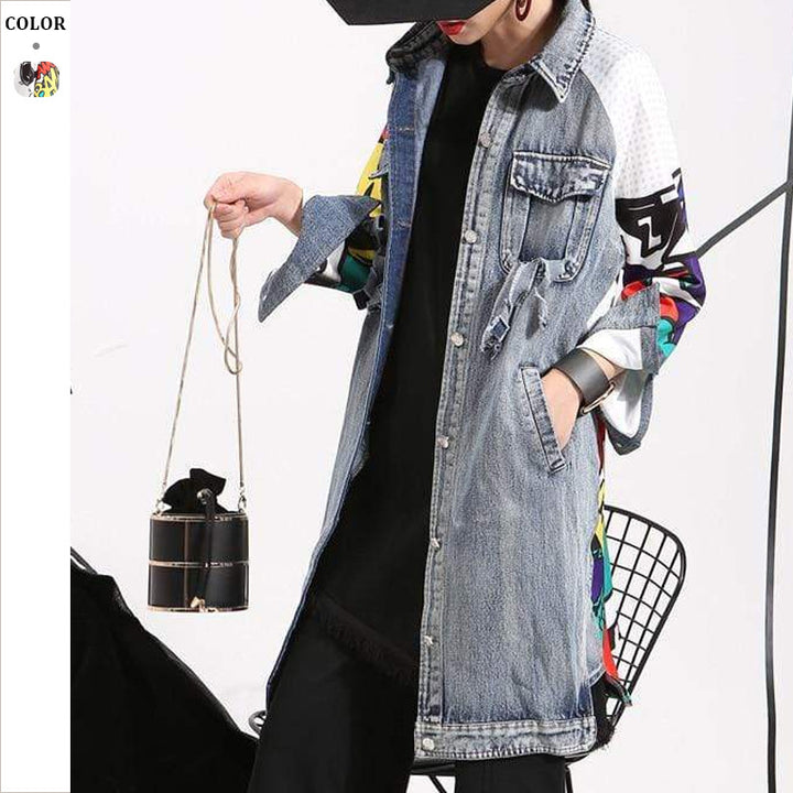 Dame Oversized Kimono-jakke med farverigt comic-print og vid pasform Stilla