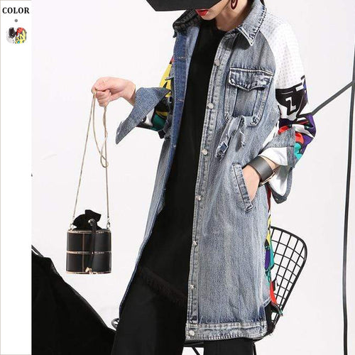 Dame Oversized Kimono-jakke med farverigt comic-print og vid pasform Stilla
