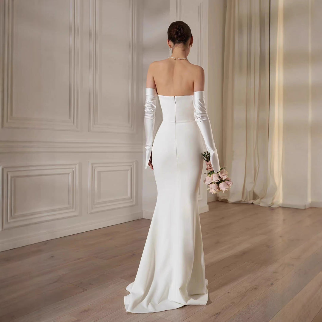 Dame Elegant Havfrue-Kjole med off-shoulder Design og lange ærmer Skovae