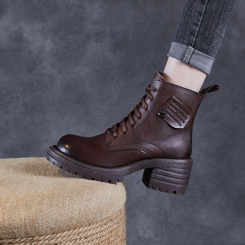Dame Mode-Foreward Chunky Heel Snørestøvler Stilla