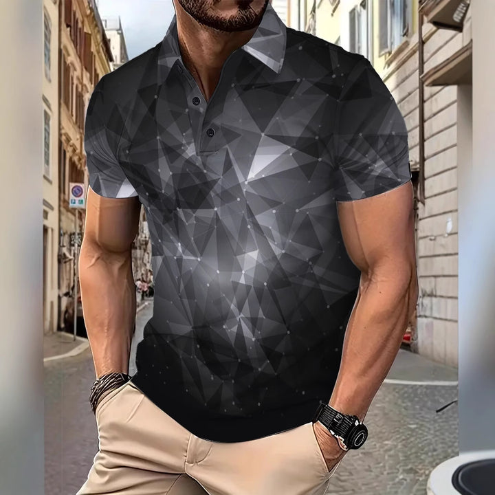 Herrer Poloshirt med moderne geometrisk strukturdesign og åndbare egenskaber Stilla