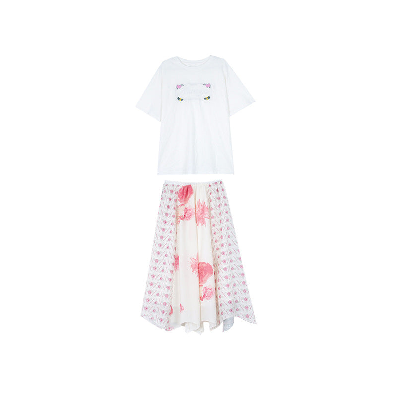 Dame Midi-nederdel med blomsterdesign og flydende snit Stilla