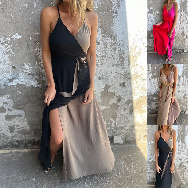 Dame Neckholder Maxi kjole med asymmetrisk fald Stilla