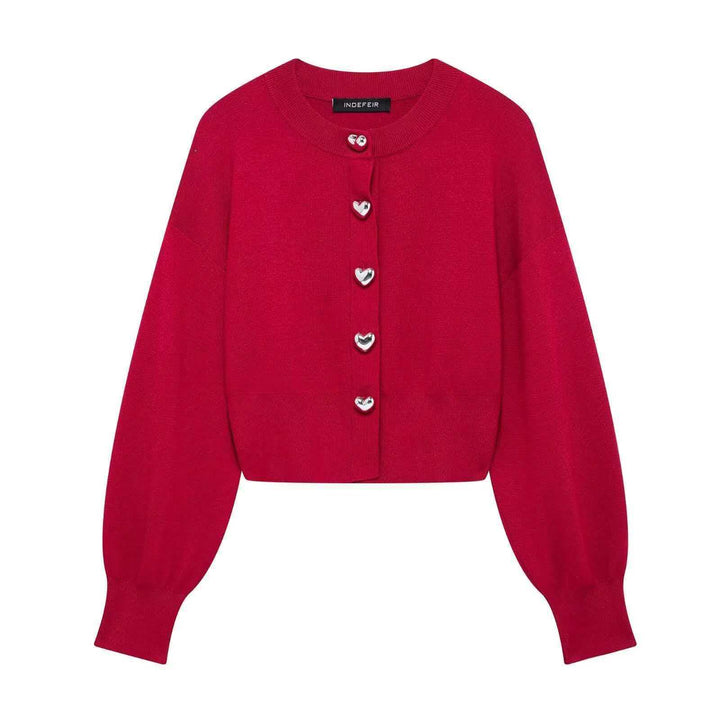 Kvinders stilfulde cardigan med hjerteformede knapper Stilla