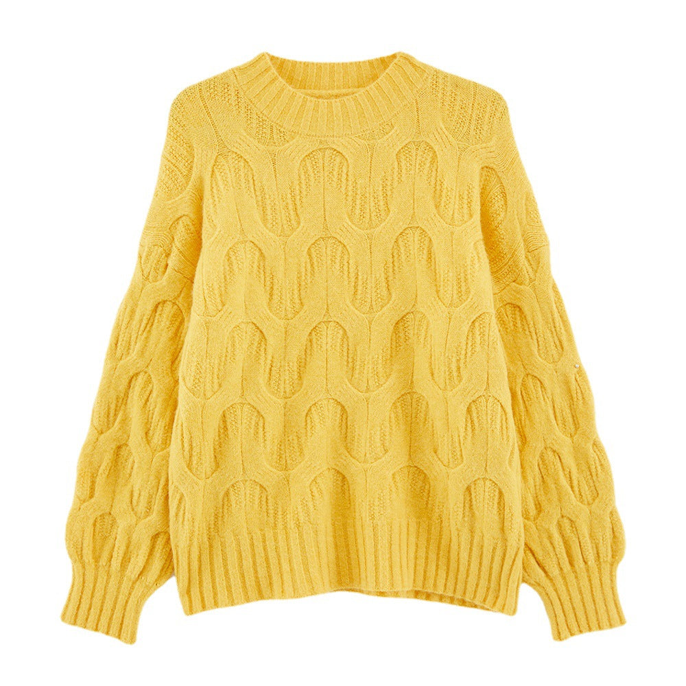 Damer Stilfuld Strik Sweater med Unikt Bølge Mønster Stilla