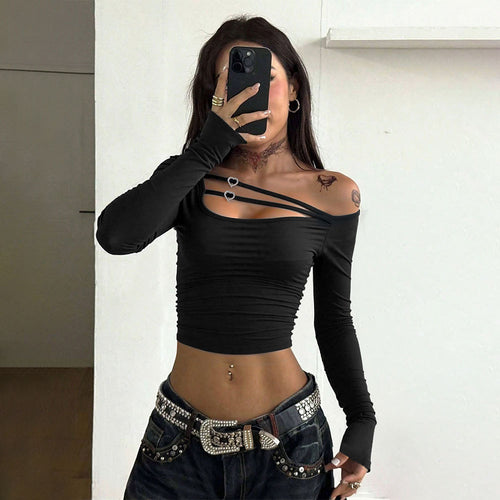 Dame elegant asymmetrisk top med raffinerede stropdetaljer Stilla