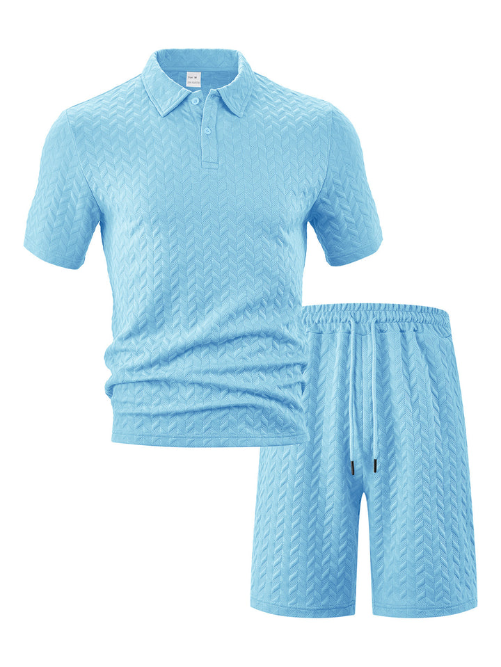 Herre Polo-Shorts-Sæt lavet af åndbart strukturmateriale med moderne design Stilla