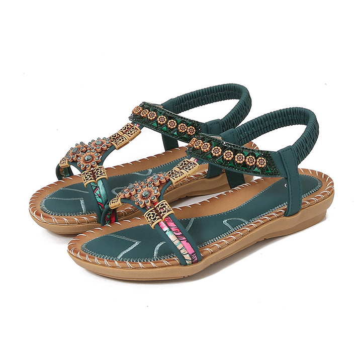 Dame sandaler med elegante perle- og strassdekorationer Stilla