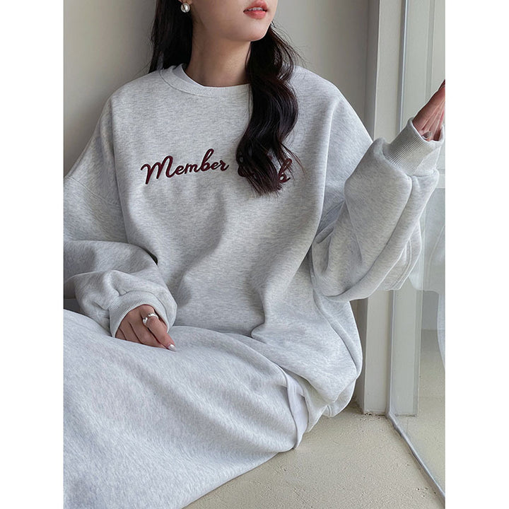 Damer afslappet oversized sweater med dekorativ tekst Stilla