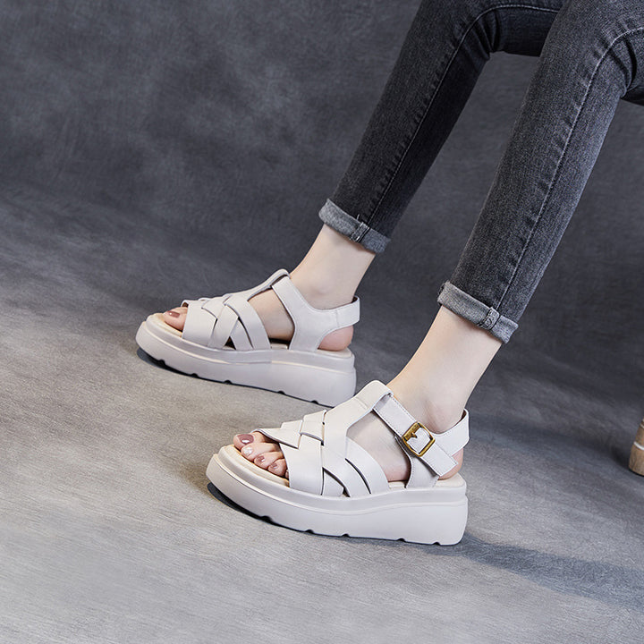 Dame Chunky Platform Flettet Slide Sandaler Stilla