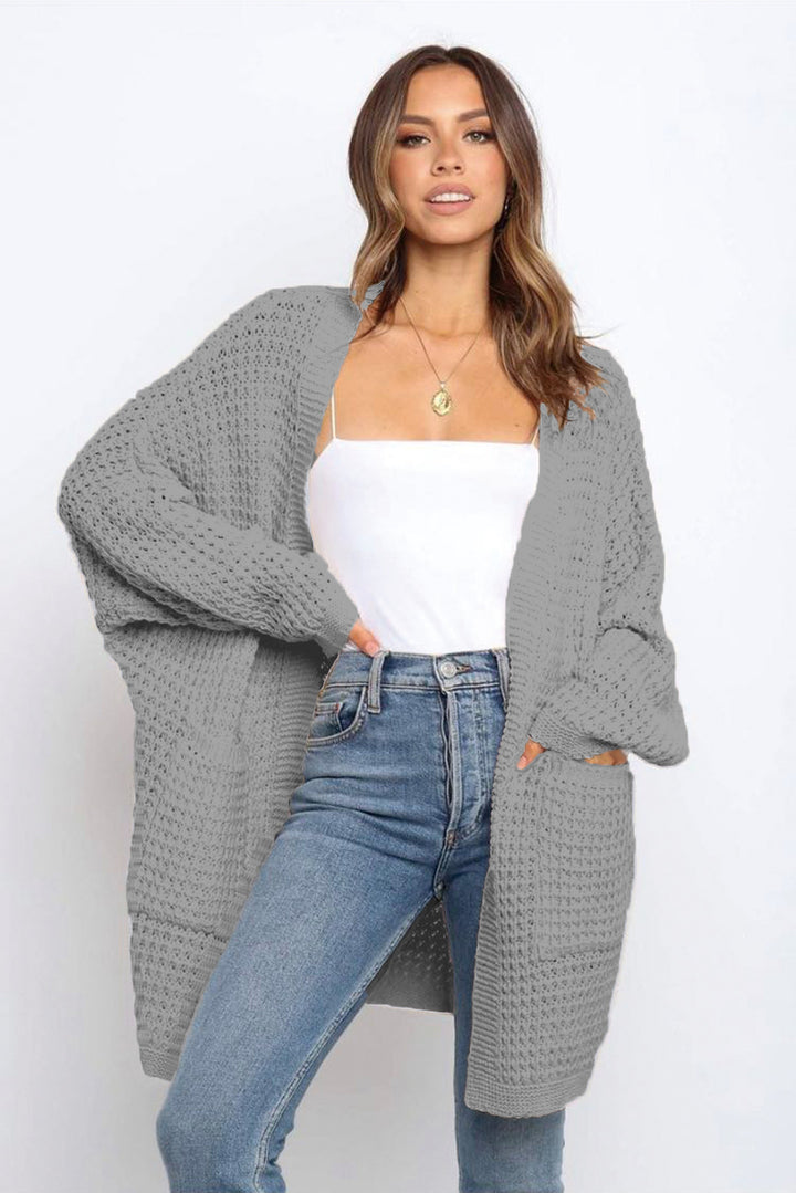 Kvinders chunky strikket cardigan med praktiske lommer og løs pasform Stilla