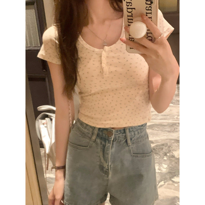 Femme Fritid Kortærmet Henley Top Stilla