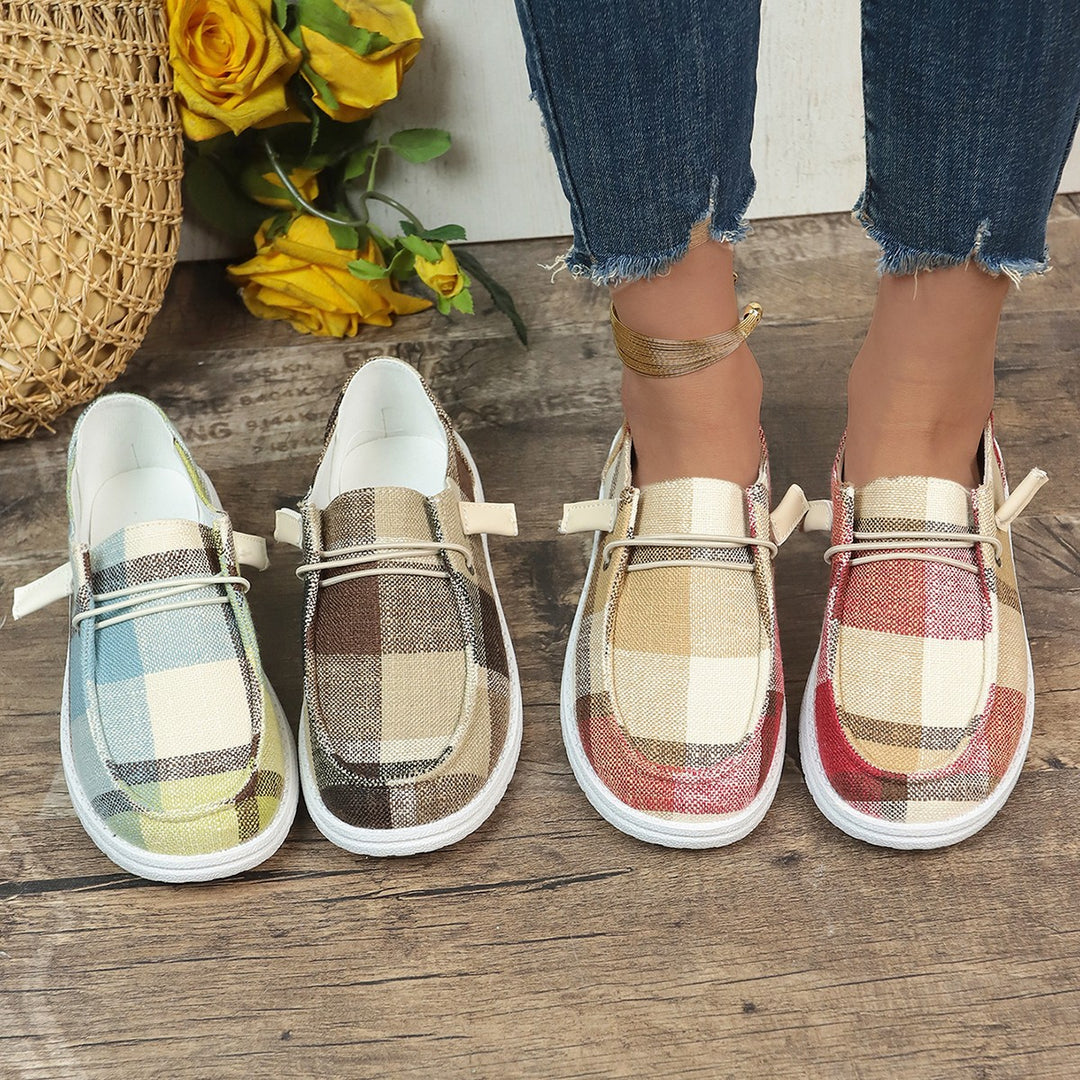 Dame mode Slip-On fritidssko med checket design og behagelig pasform Stilla