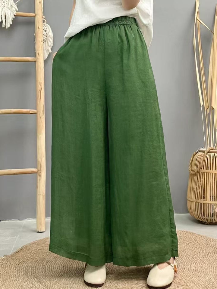 Dame Flydende Brede Linned Culottes Stilla