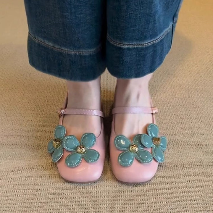 Dame Floral Akcent Slingback Ballerinaer Stilla