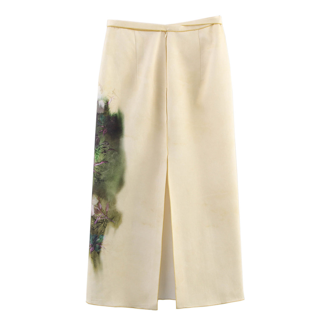 Dame Floral Print Maxi Nederdel med justerbar talje snøre Stilla