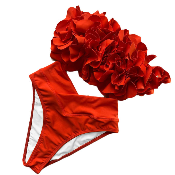 Dame Bikini-sæt med blomsterapplikationer og højtskåret underdel Stilla