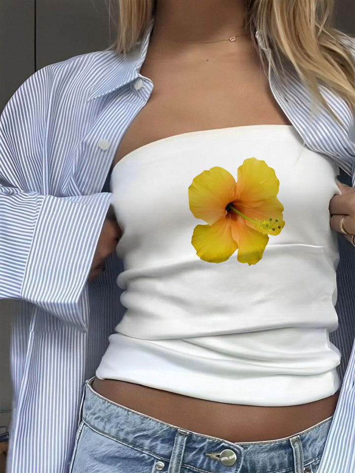 Dame bandeau-top med sporty Frankrig-design Skovae
