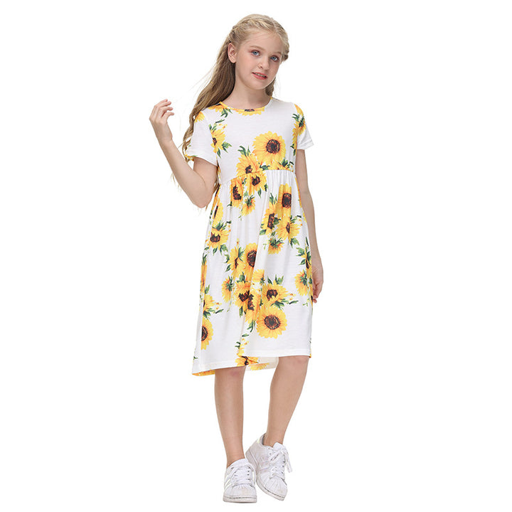 Dame fritidskjole med blomstret design og blødt jersey-materiale Stilla