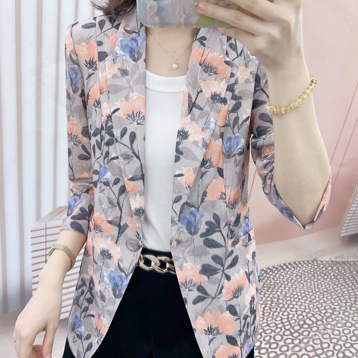 Dame blomstermønster blazer med elegant snit og praktiske lommer Stilla