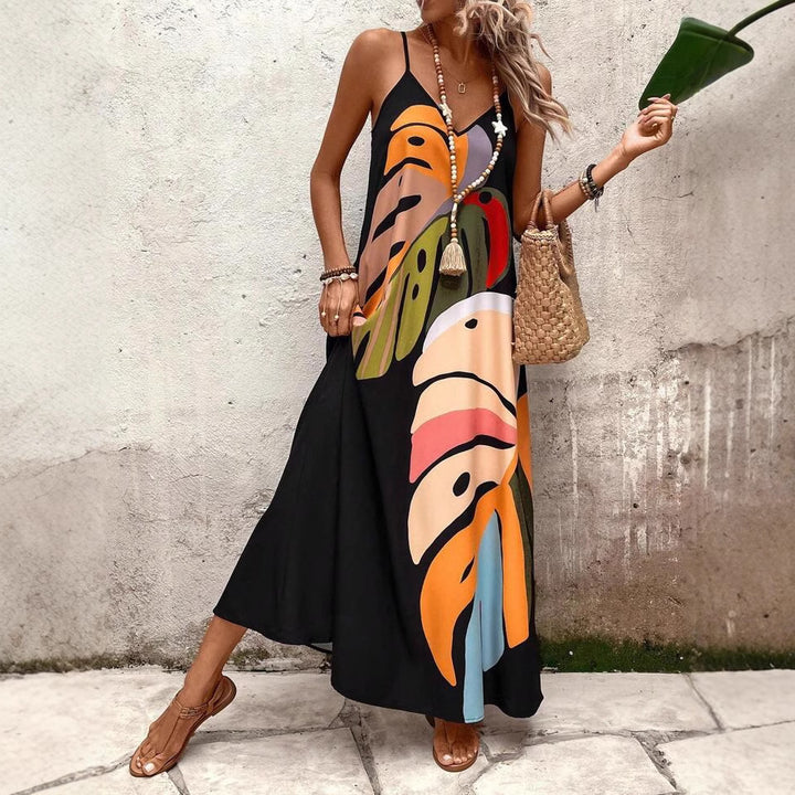 Kvinder Bohemian Floral Spaghetti-strop Maxi Kjole Stilla