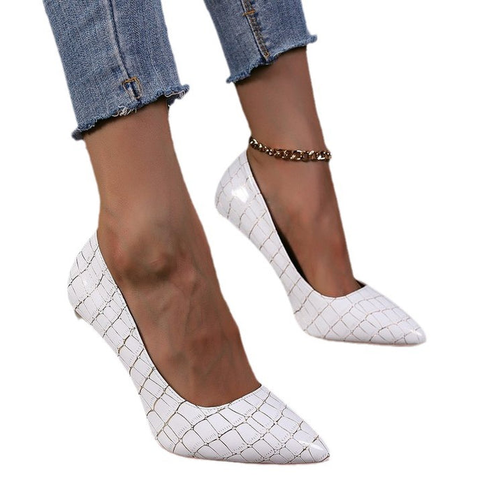 Dame Elegante High Heel Pumps med skinnende Krokodille-design og markant hæl Stilla