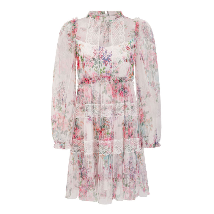 Dame sommerkjole med gennemsigtig blonde og blomsterdesign Stilla