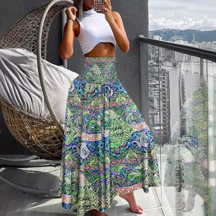 Dame Bohemian Trykt Maxi Nederdel Stilla
