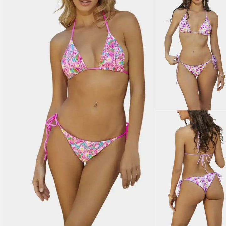 Femme Floral Triangle Bikini Sæt Stilla