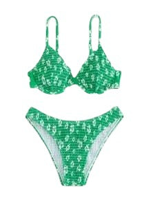 Dame Højskåret Bikini med polstret top og justerbare stropper Stilla