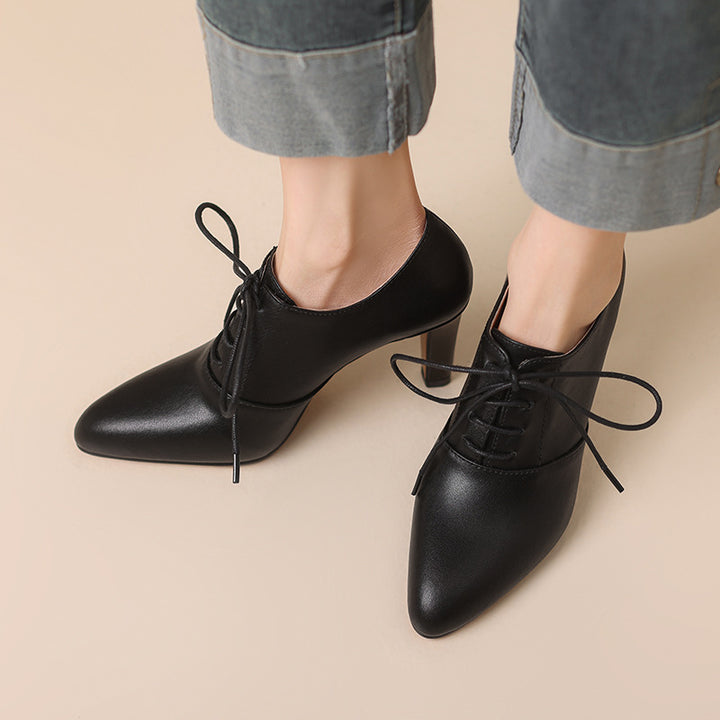 Femme Spitz-tå Snørebånd High-Heel Oxfords Stilla