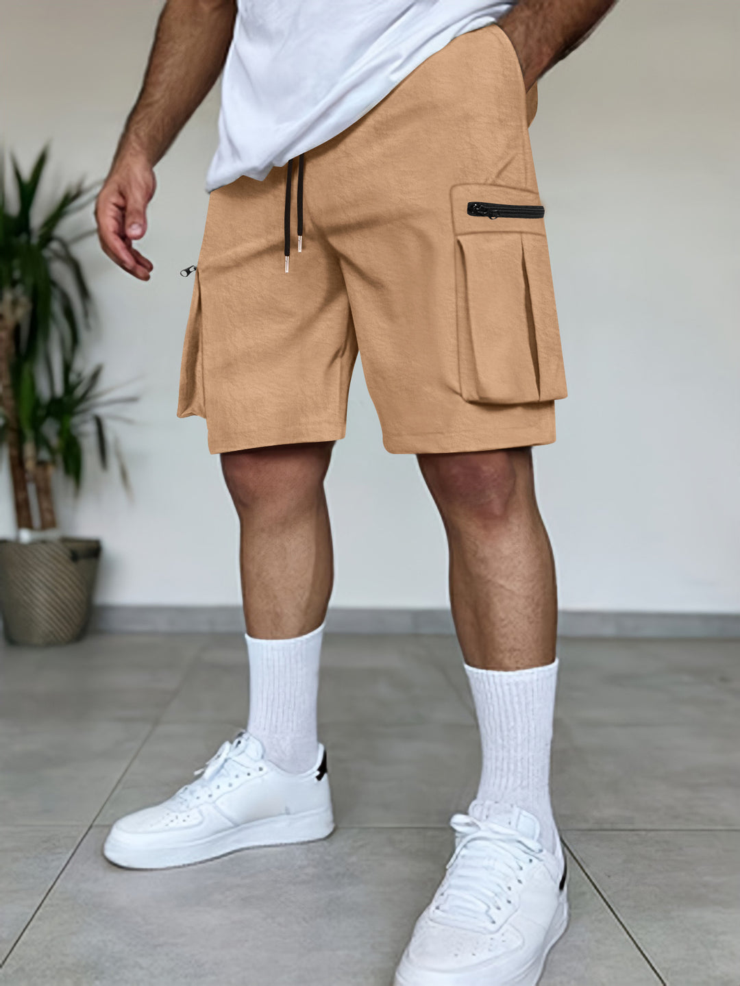 Herrer Utility Cargo Shorts med lynlåslommer Stilla