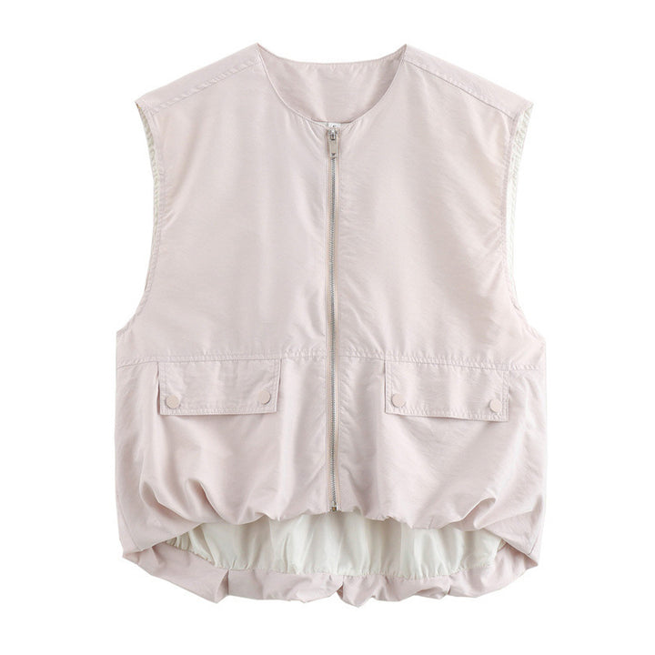 Dame utility vest med sidelommer og elastisk talje Stilla