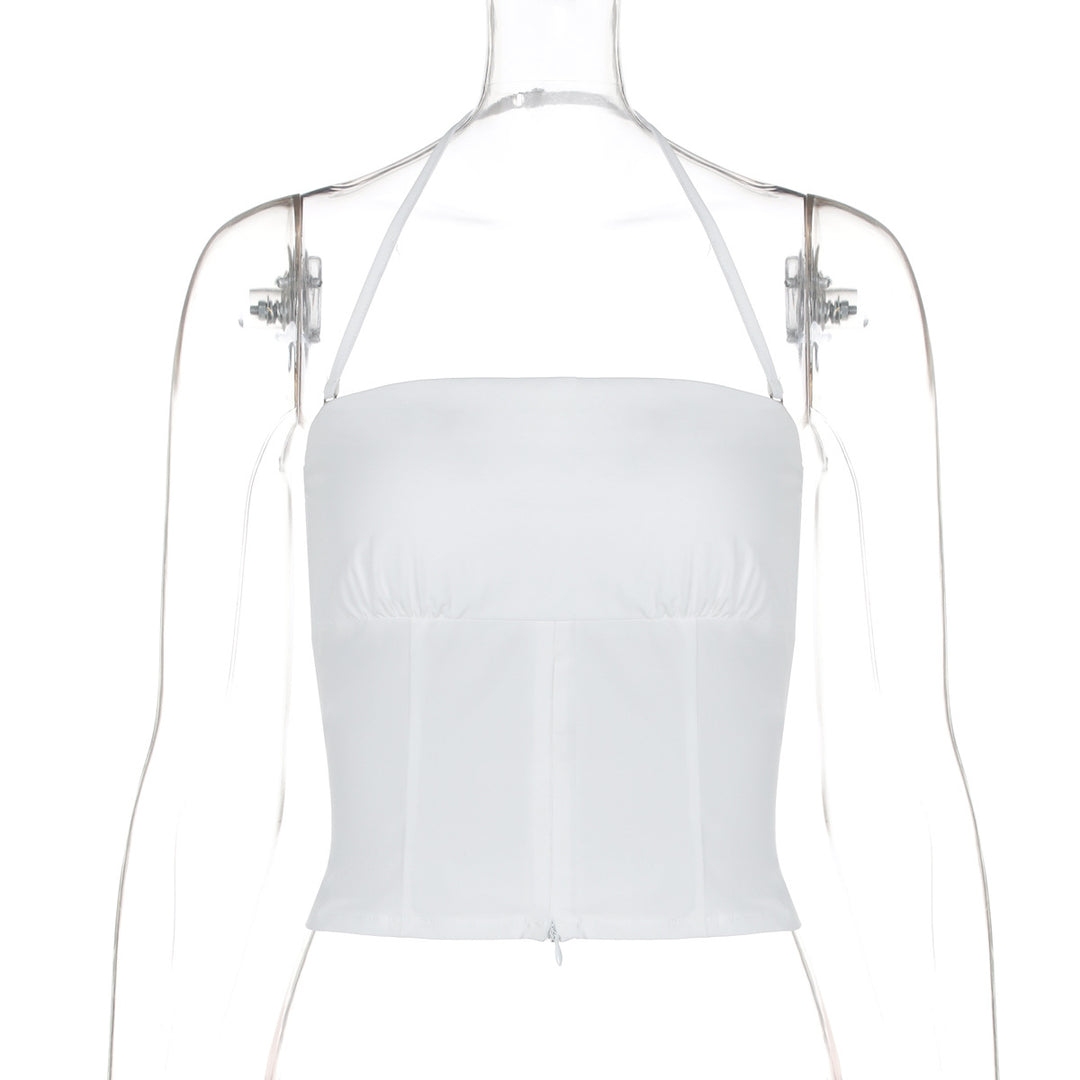 Dame Elegant Bustier-top med justerbare stropper og rucheret detalje Stilla