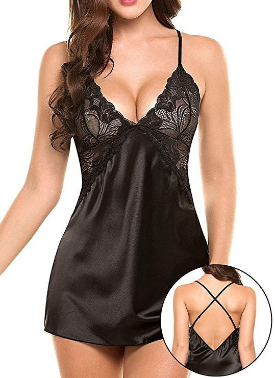 Dame Satin Spids Cami Kjole Stilla