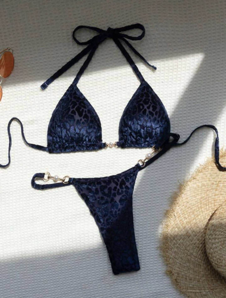 Dame Triangel-Bikini-Sæt med luksuriøs glans og elegant leoprint Stilla