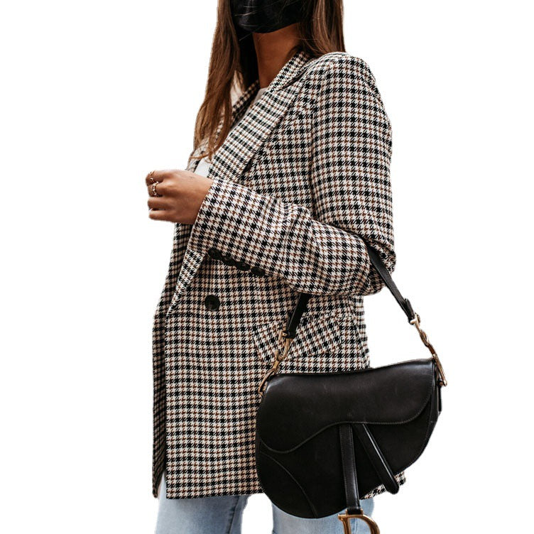 Dame Doppleblazer i det elegante ternet mønster Stilla