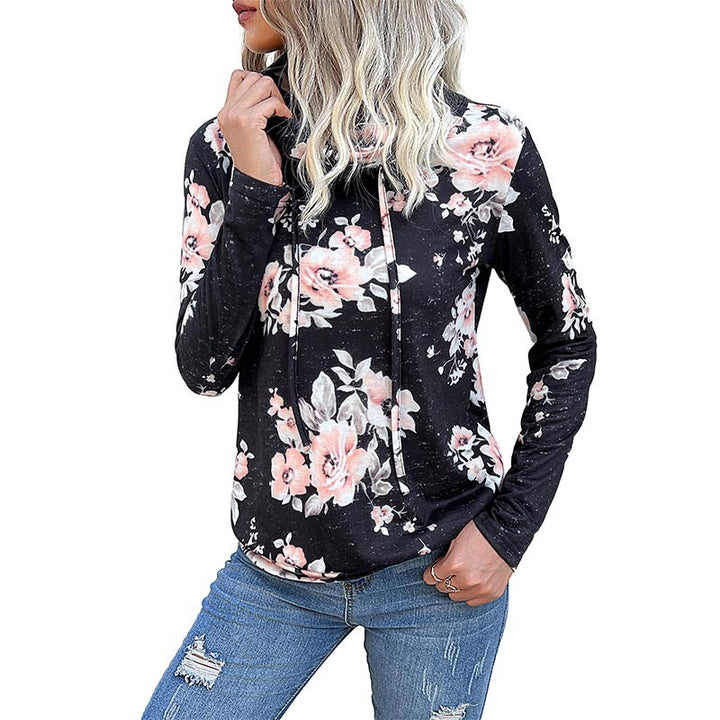 Kvinders sweater med blomstermønster og høj krave Stilla