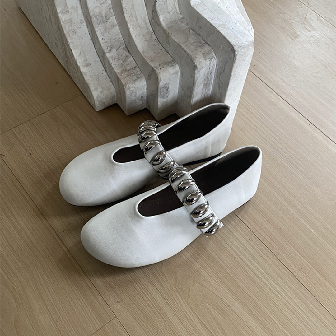Dame elegante Mary Jane Ballerinas med dekorativ kæderem Stilla